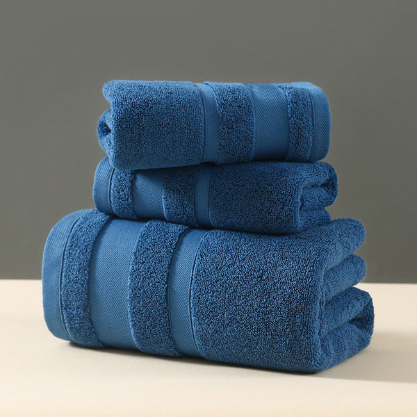 Blue Premium 3 Piece 100% Cotton Towel Set Ultra Soft Absorbent & Quick Dry For Bathroom Towels & Washcloths