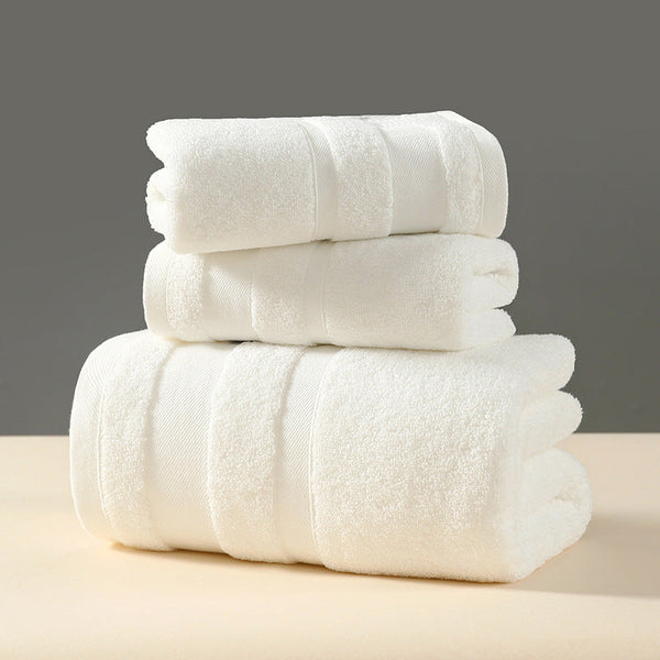 White Premium 3 Piece 100% Cotton Towel Set Ultra Soft Absorbent & Quick Dry For Bathroom Towels & Washcloths
