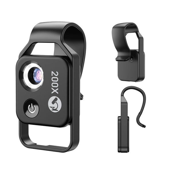Black 200X Clip On Microscope Lens For Smartphone Hd Pocket Magnifier With Cpl Filter And Led Light(Excluding Mobile Phones) Other Mobile Accessories