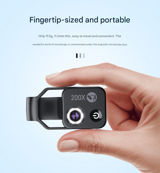 Black 200X Clip On Microscope Lens For Smartphone Hd Pocket Magnifier With Cpl Filter And Led Light(Excluding Mobile Phones) Other Mobile Accessories