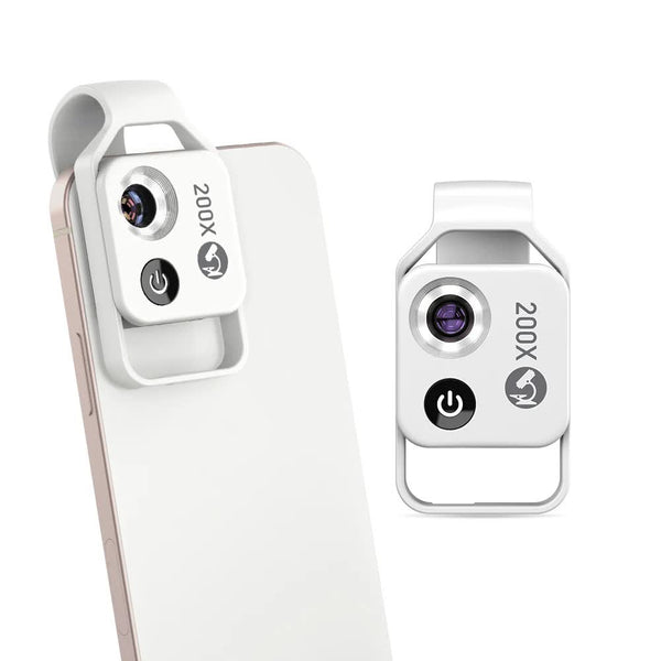 White 200X Clip On Microscope Lens For Smartphone Hd Pocket Magnifier With Cpl Filter And Led Light(Excluding Mobile Phones) Other Mobile Accessories