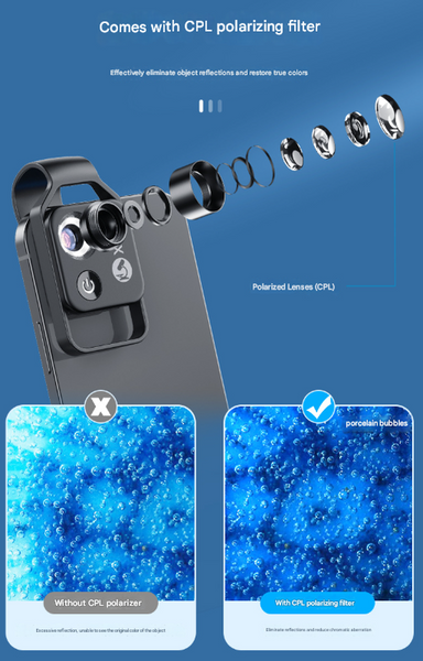 White 200X Clip On Microscope Lens For Smartphone Hd Pocket Magnifier With Cpl Filter And Led Light(Excluding Mobile Phones) Other Mobile Accessories
