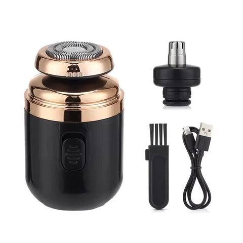 Black Mini Electric Shaver For Men Usb Fast Charge Travel Razor With Washable Head & Nose Trimmer Attachment Men's Shavers