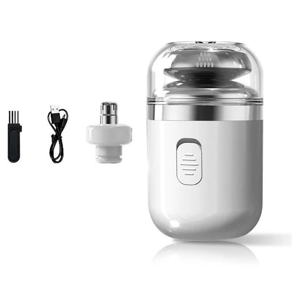 White Portable Mini Electric Shaver For Men Usb Fast Charge Travel Razor With Washable Head & Nose Trimmer Attachment Men's Shavers