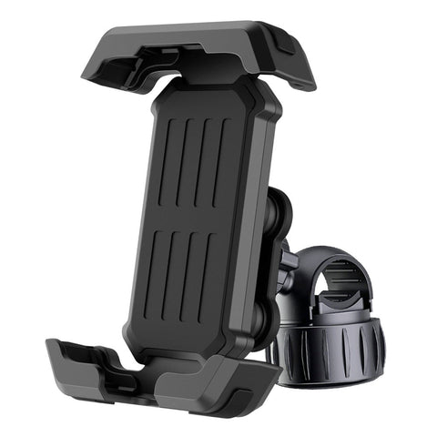 Black Heavy Duty Bike Phone Mount Anti Shake Motorcycle Holder With Secure Lock 360 Rotation Cradle For All Terrain Cycling Mounts & Holders