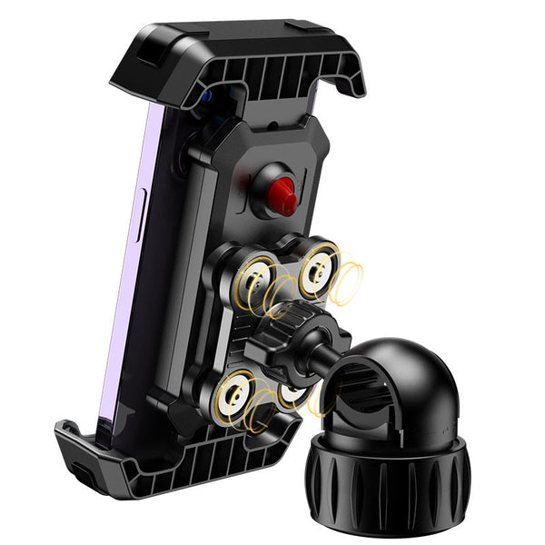 Black Heavy Duty Bike Phone Mount Anti Shake Motorcycle Holder With Secure Lock 360 Rotation Cradle For All Terrain Cycling Mounts & Holders