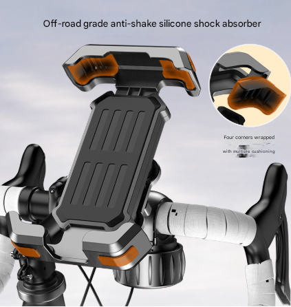 Black Heavy Duty Bike Phone Mount Anti Shake Motorcycle Holder With Secure Lock 360 Rotation Cradle For All Terrain Cycling Mounts & Holders