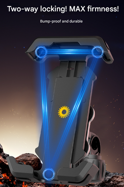 Black Heavy Duty Bike Phone Mount Anti Shake Motorcycle Holder With Secure Lock 360 Rotation Cradle For All Terrain Cycling Mounts & Holders