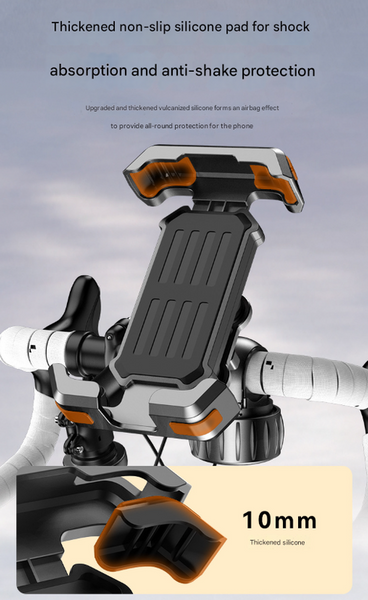 Black Heavy Duty Bike Phone Mount Anti Shake Motorcycle Holder With Secure Lock 360 Rotation Cradle For All Terrain Cycling Mounts & Holders