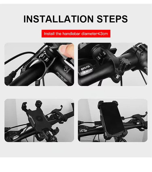 Red And Black Secure Grip Bike Phone Mount Adjustable 360 Rotation Bicycle Handlebar Holder Universal Cradle For Mtb & Road Cycling Mounts & Holders