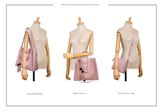 Pink Chic 3 Piece Women's Handbag Set Pu Leather Tote Crossbody Bag & Clutch Purse Women's Bags & Handbags