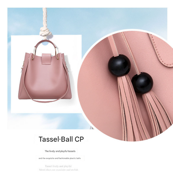 Black Chic 3 Piece Women's Handbag Set Pu Leather Tote Crossbody Bag & Clutch Purse Women's Bags & Handbags