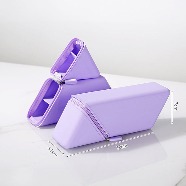 Purple Transforming Silicone Pencil Case Stand Up Pen Holder & Stationery Organizer Pencil Cases
