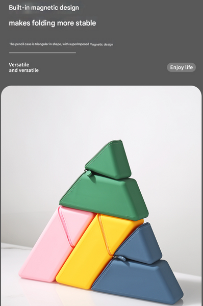 Green Transforming Silicone Pencil Case Stand Up Holder & Stationery Organizer Pencil Cases