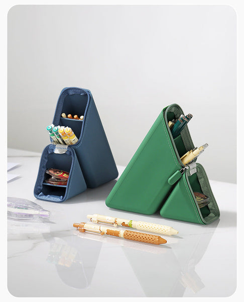 Dark Blue Transforming Silicone Pencil Case Stand Up Holder & Stationery Organizer Pencil Cases