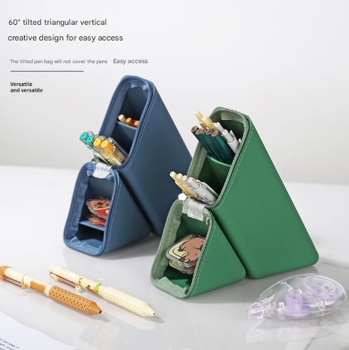 Grey Transforming Silicone Pencil Case Stand Up Holder & Stationery Organizer Pencil Cases