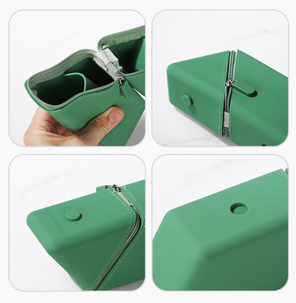 Grey Transforming Silicone Pencil Case Stand Up Holder & Stationery Organizer Pencil Cases