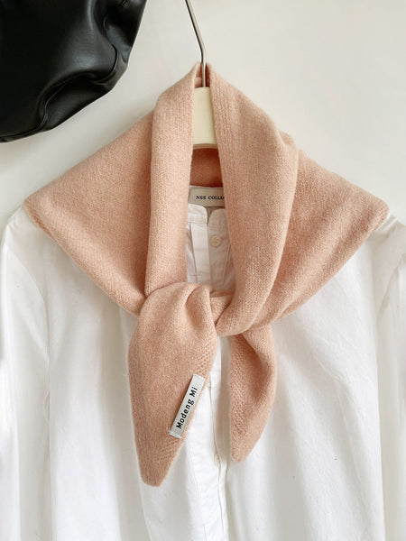 Pink Chic Wool Blend Knit Triangle Scarf Versatile & Warm Fashion Accessory 105 X 35Cm Scarves & Wraps