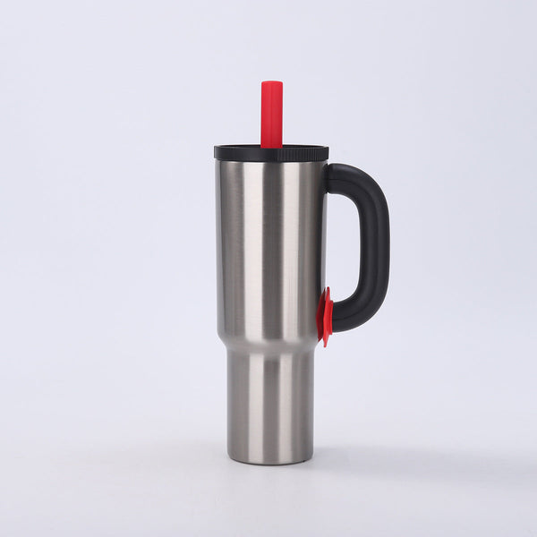 Natural Steel 40Oz Macron Stainless Insulated Tumbler With Handle And Straw 14.8 X 10.5 28 Cm Large Capacity Car Friendly Travel Mug Vacuum Flasks & M