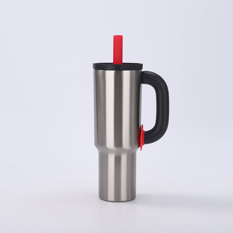 Natural Steel 40Oz Macron Stainless Insulated Tumbler With Handle And Straw 14.8 X 10.5 28 Cm Large Capacity Car Friendly Travel Mug Vacuum Flasks & M