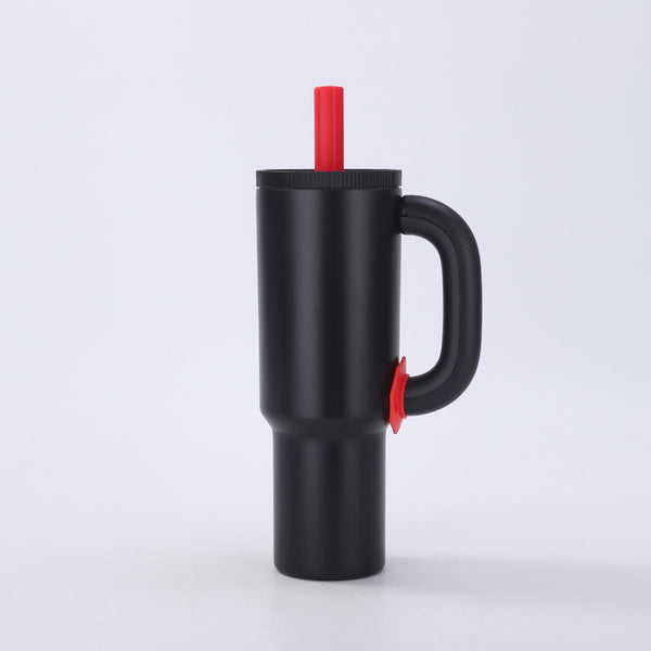 Black 40Oz Macron Stainless Steel Insulated Tumbler With Handle And Straw 14.8 X 10.5 28 Cm Large Capacity Car Friendly Travel Mug Vacuum Flasks & Mug