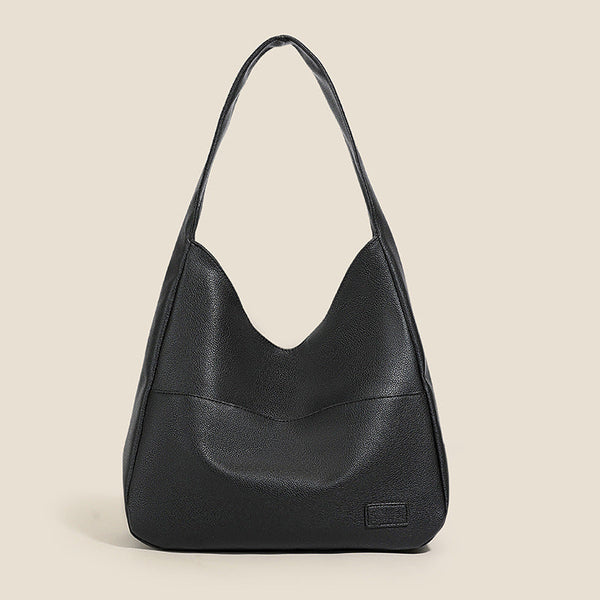 Black Retro Pu Leather Tote Bag For Women Casual Single Shoulder Crossbody Women's Bags & Handbags