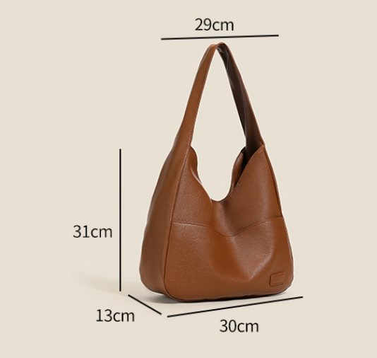 Black Retro Pu Leather Tote Bag For Women Casual Single Shoulder Crossbody Women's Bags & Handbags