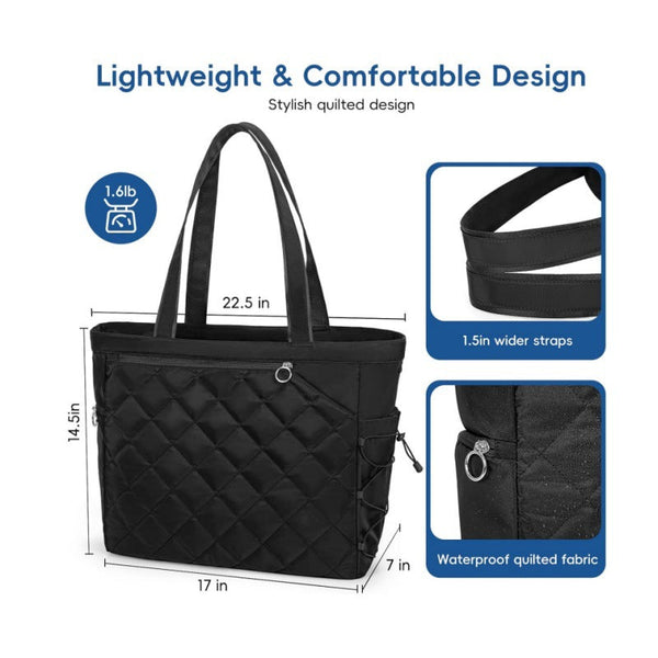 Navy Blue Large Quilted Tennis Tote Bag With Shoe Compartment Waterproof Lightweight For Men And Women Bags