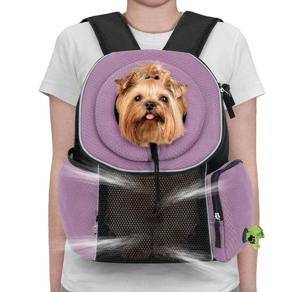 Ventilated Adjustable Pet Backpack Carrier For Small To Medium Dogs Large Cats Purple Pet Transport