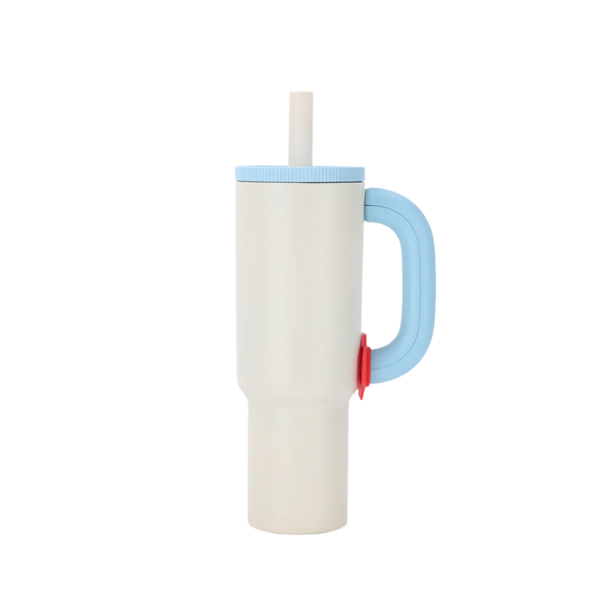 White Blue 40Oz Macron Stainless Steel Insulated Tumbler With Handle And Straw 14.8 X 10.5 28 Cm Large Capacity Car Friendly Travel Mug Vacuum Flasks