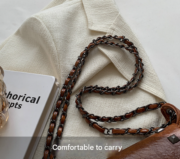 Black Women's Retro Studded Envelope Shoulder Bag Chain Strap Crossbody Tote In Four Colors Women's Bags & Handbags