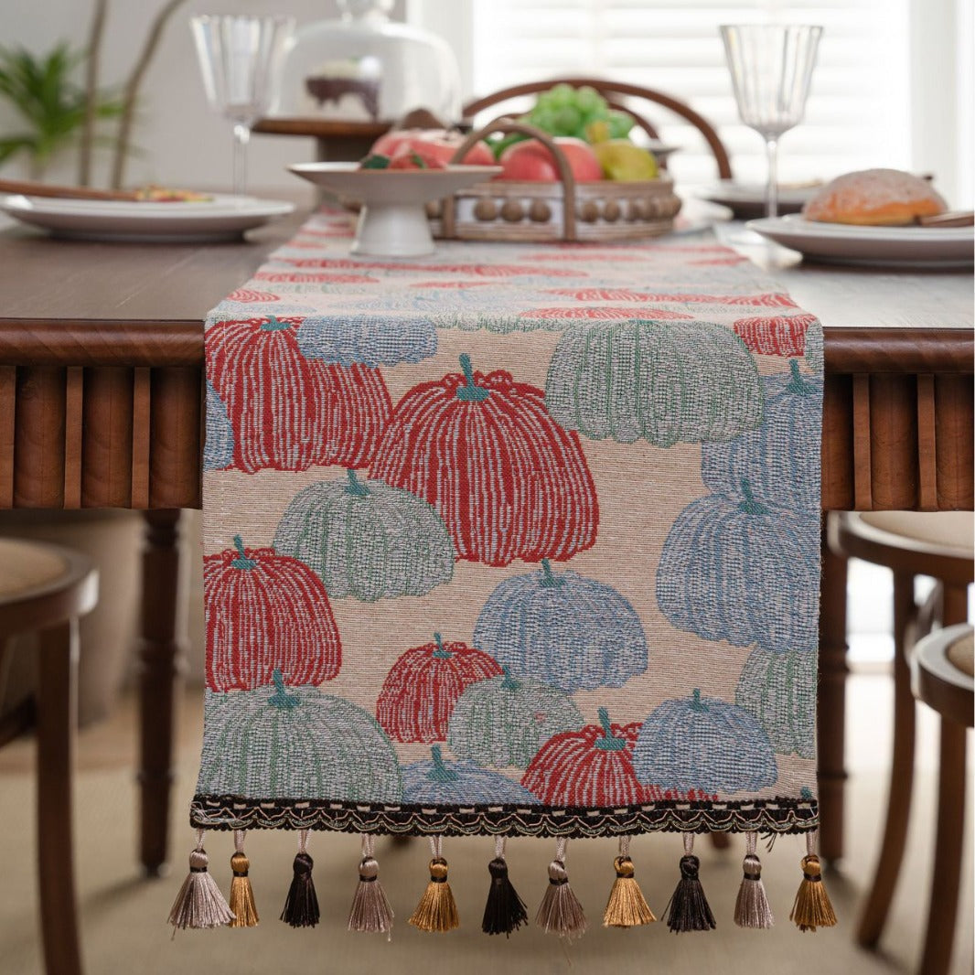 Jacquard Pumpkin American Country Thanksgiving Table Runner Design 33Cm X 160Cm Table Runners