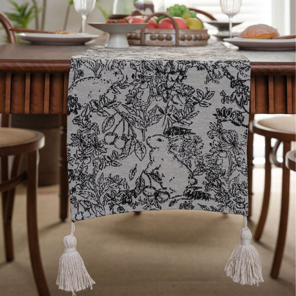 Jacquard Black Rabbit American Country Thanksgiving Table Runner Design 33Cm X 160Cm Table Runners