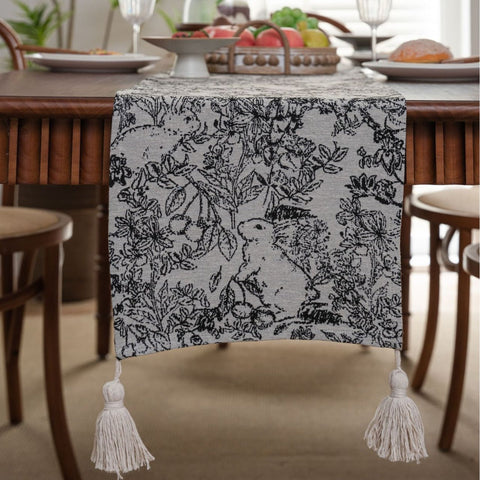 Jacquard Black Rabbit American Country Thanksgiving Table Runner Design 33Cm X 160Cm Table Runners