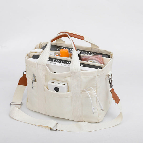 White Stylish Multi Functional Mommy Diaper Bag Durable Canvas Tote Nappy Bags