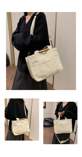 White Stylish Multi Functional Mommy Diaper Bag Durable Canvas Tote Nappy Bags