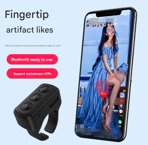 2 Piece Black Bluetooth Video Controller 3 Button Remote For Tiktok And Page Scrolling