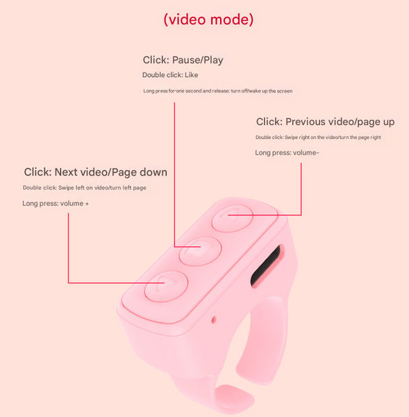 2 Piece White Bluetooth Video Controller 3 Button Remote For Tiktok And Page Scrolling