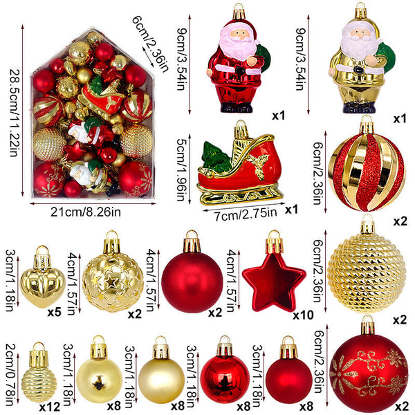 Boot Cut 72 Piece Christmas Bauble Set Hand Painted House And Round Ornaments Seasonal Decorations
