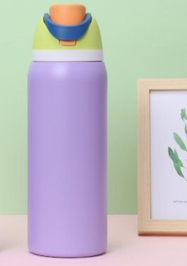 Purple 32Oz 304 Stainless Steel Insulated Water Bottle Dual Drink Pop Up Lid Water Bottles & Vacuum Flasks