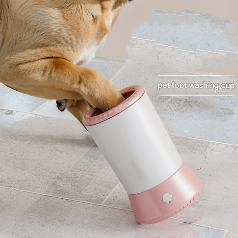 Pink White Dog Paw Cleaner Gentle Silicone Pet Foot Washer Cup For Muddy Paws Dog Grooming