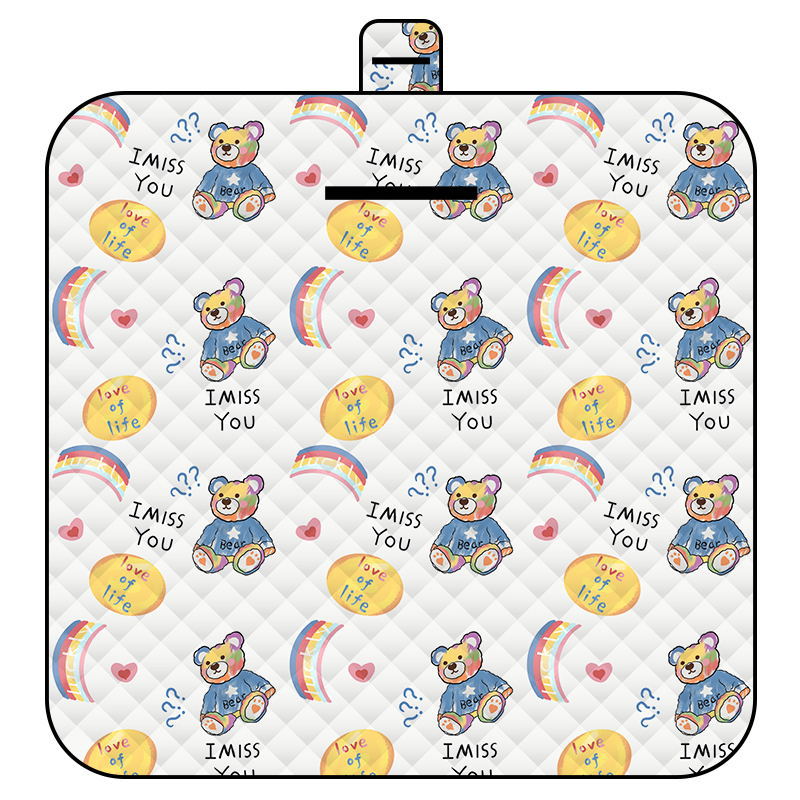 Rainbow Bear Thick Waterproof Foldable Picnic Mat 150X200cm For Camping & Beach Picnic Rugs