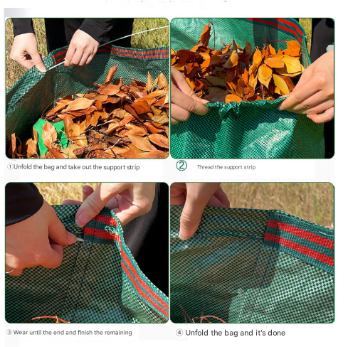 2Pcs 200L(56Cm*80Cm) Heavy Duty Foldable Garden Leaf Bag Large Capacity Horizontal Dustpan Garden Waste Bags