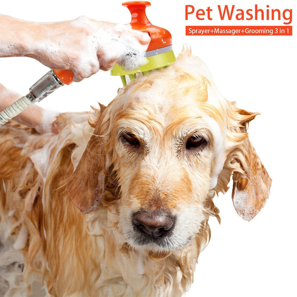 Orange Ultimate Pet Bathing Showerhead Dog Friendly Pressure Boost Spray With Foamer Dog Grooming