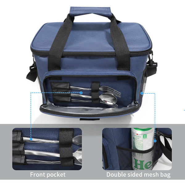 Grey Versatile Large Capacity Picnic Insulated Bag Detachable Shoulder Strap & Ice Pack Picnic Baskets & Backpacks
