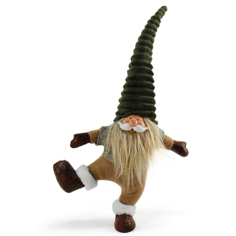 Green Hat One Legged Standing Christmas Gnome Santa & Rudolph Plush Faceless Dwarf Figurine Seasonal Decorations