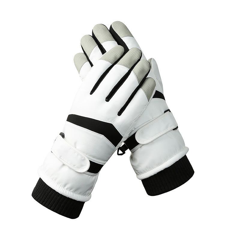 Men's White Color Combination Top Rated Waterproof Touchscreen Ski Gloves Fleece Lined For & Women Gloves & Mittens