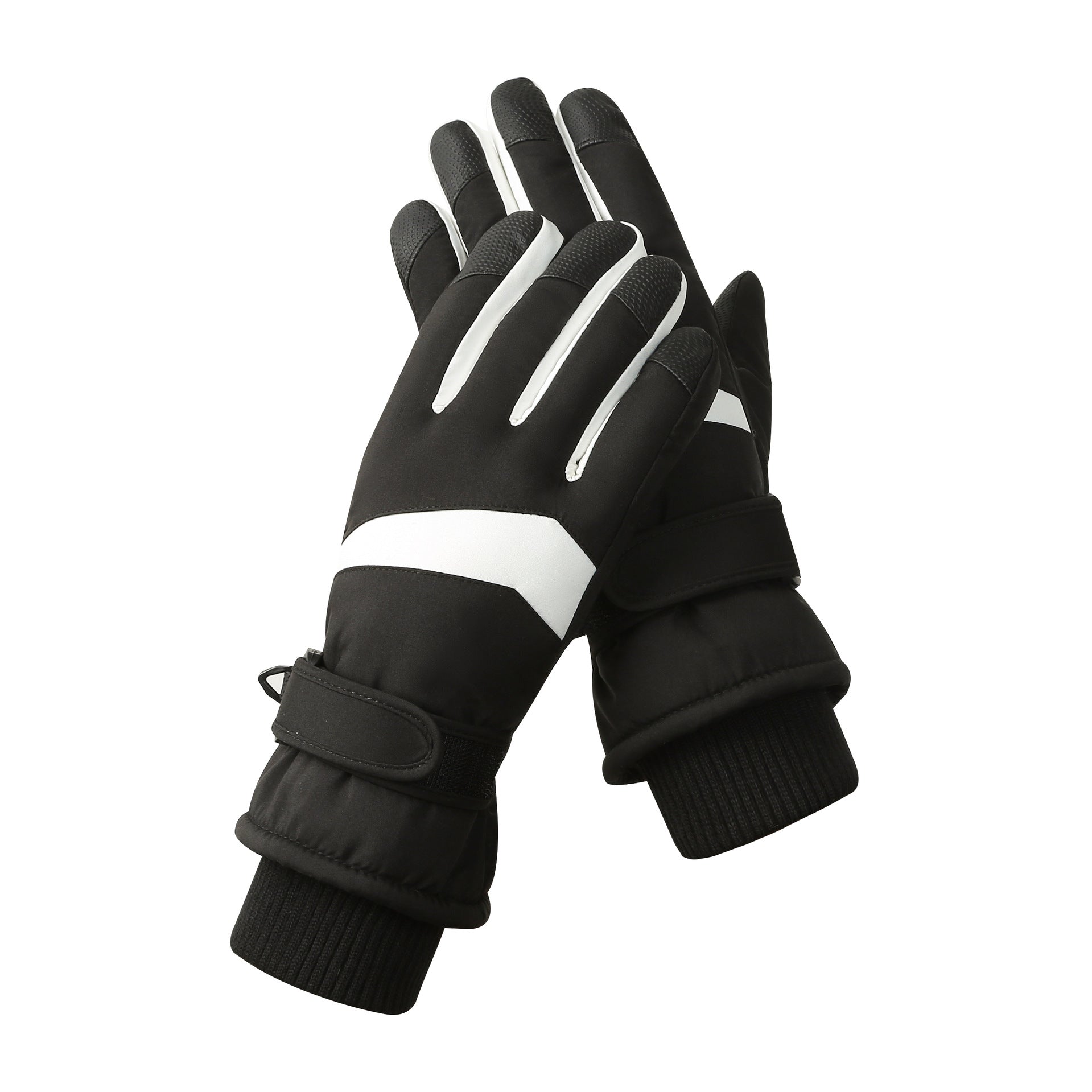Women's Black White Color Combination Top Rated Waterproof Touchscreen Ski Gloves Fleece Lined For Men & Gloves & Mittens