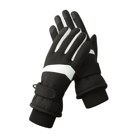 Women's Black White Color Combination Top Rated Waterproof Touchscreen Ski Gloves Fleece Lined For Men & Gloves & Mittens