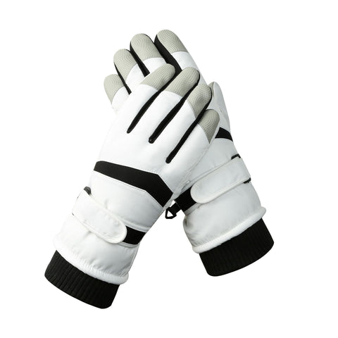 Women's White Black Color Combination Top Rated Waterproof Touchscreen Ski Gloves Fleece Lined For Men & Gloves & Mittens